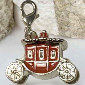 Carriage Red & Silver Striped w/Lobster clasp Zipper pull, purse, & shoe Charm
